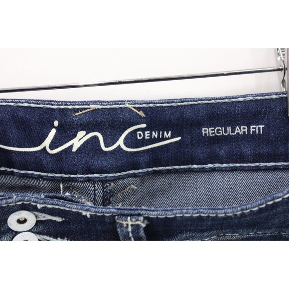 INC Denim Cropped Jeans Womens Blue Medium Washed Thick Stitching Cotton Size 8 - Picture 4 of 8